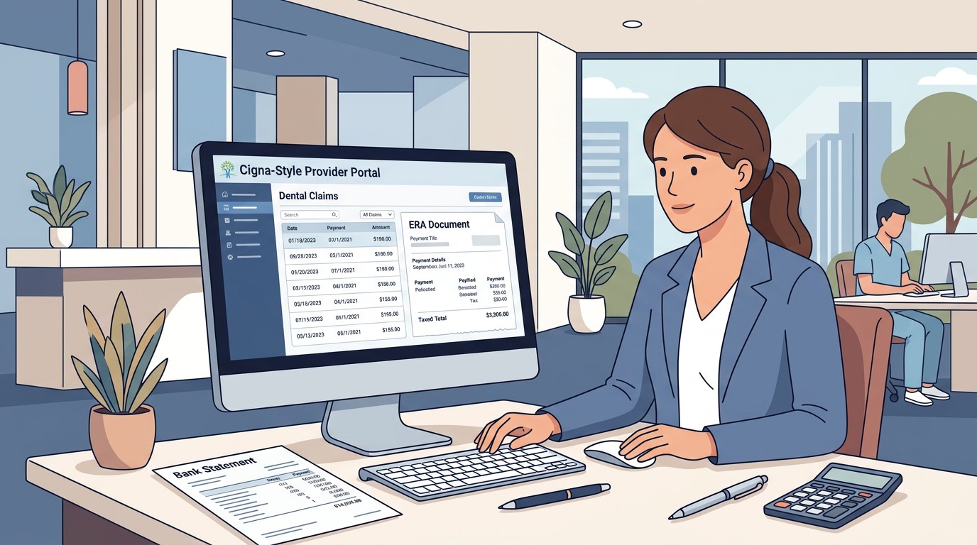 Dental office reconciling Cigna dental payment