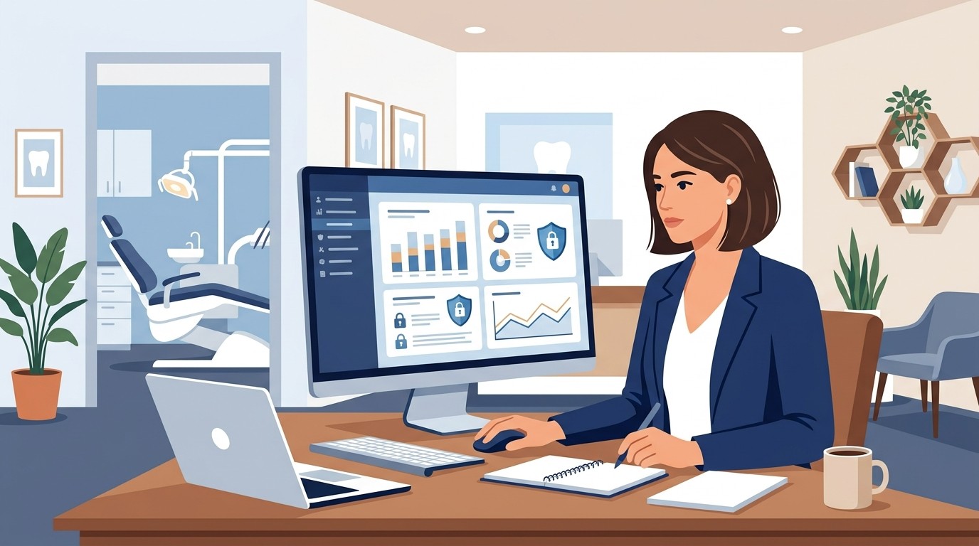 Practice owner reviewing financial controls and security measures