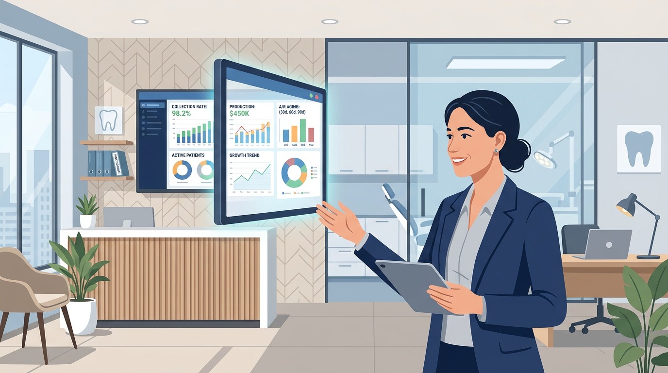 Practice owner reviewing KPI dashboard