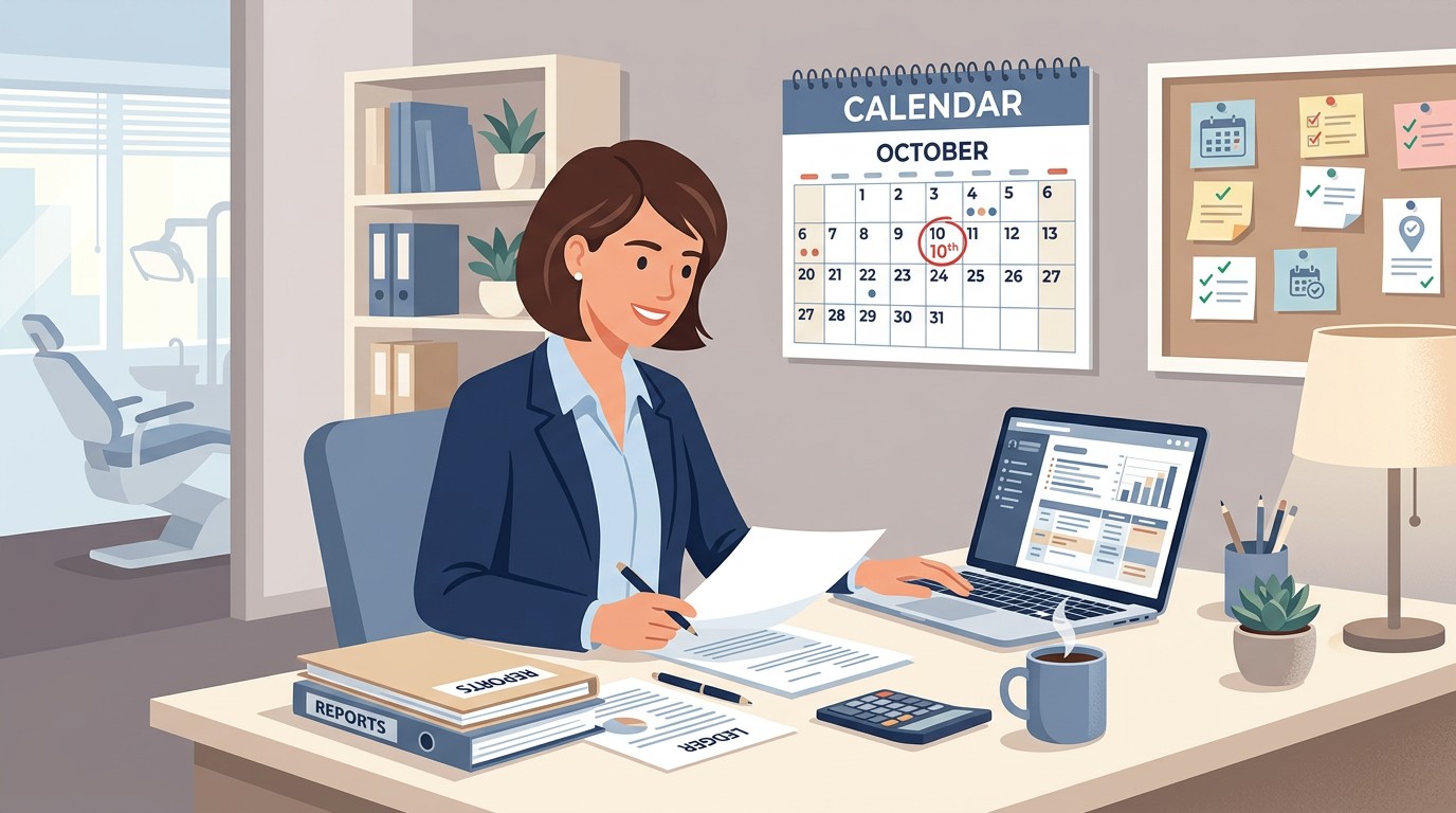 Accountant completing monthly close checklist for dental client