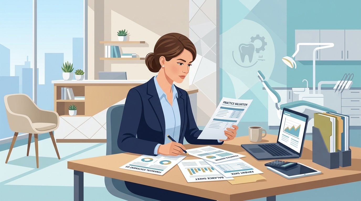Dental practice buyer reviewing financial due diligence documents