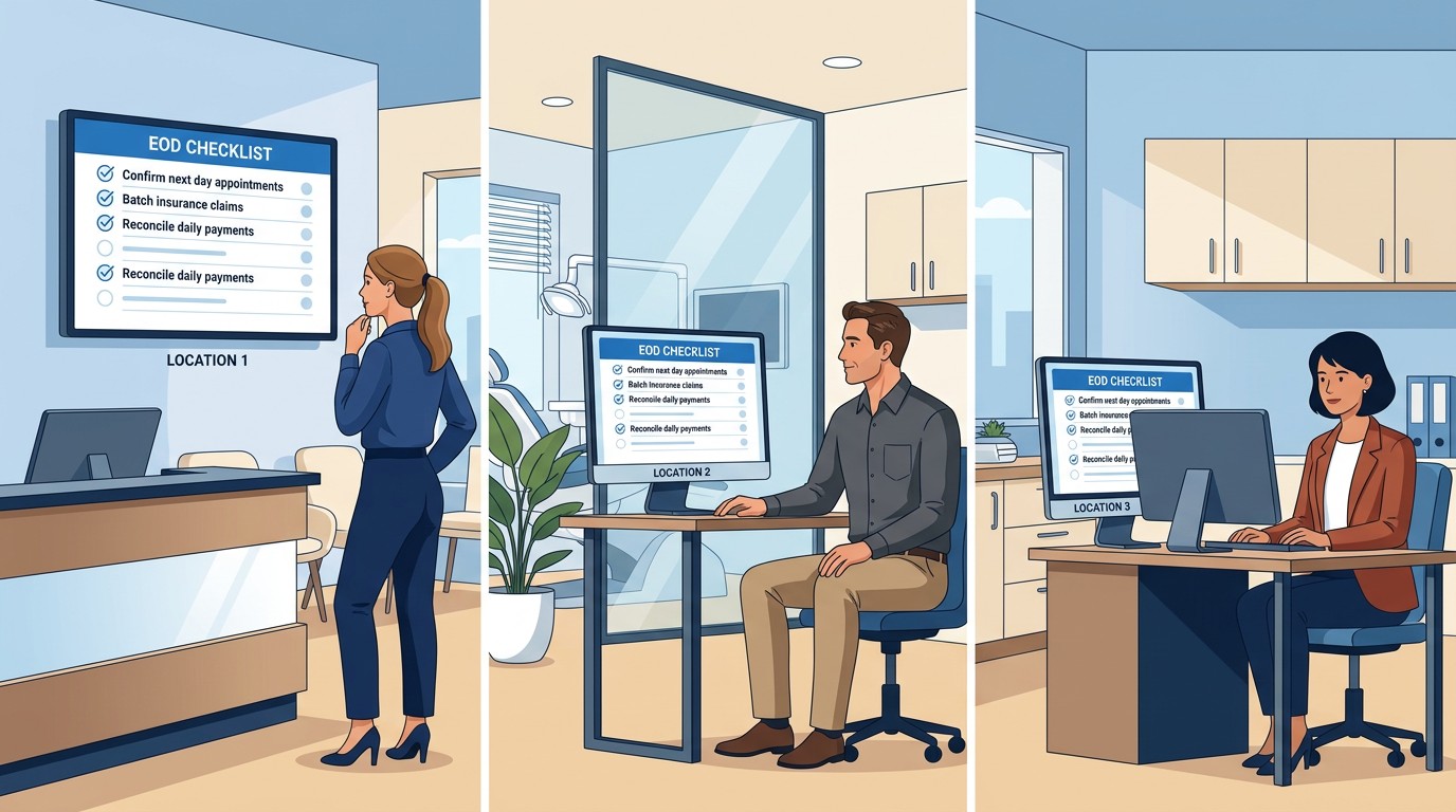 Multiple dental office locations following the same EOD checklist