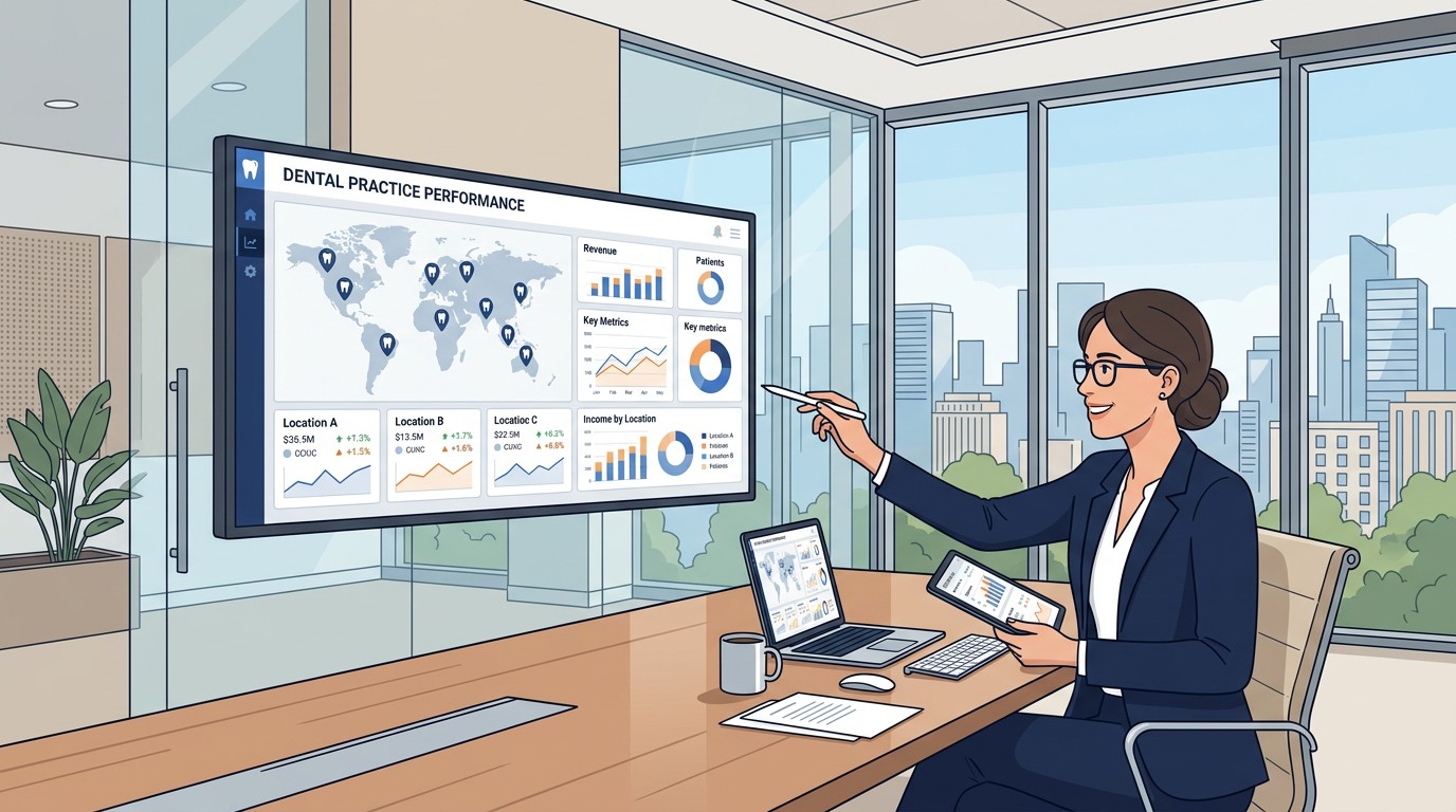 DSO financial operations dashboard showing multi-location oversight